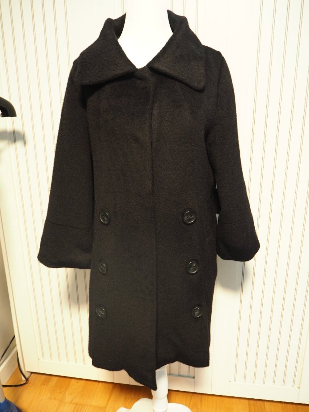 BESTIBELLI Milano Black Wool 63% Coat Womens Size 66 US Small Double Br